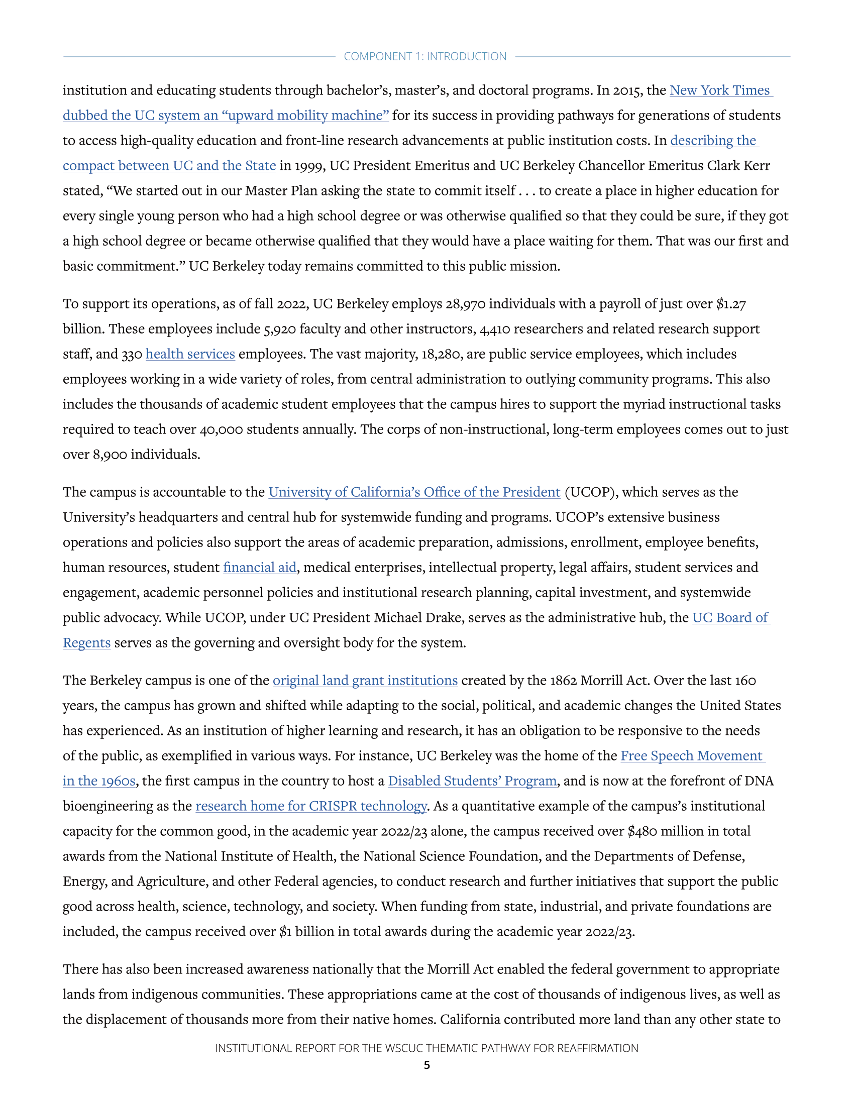UC Berkeley WSCUC report text-heavy page 2